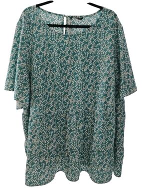 BloomChic Teal & White Floral Tunic Top SZ 28